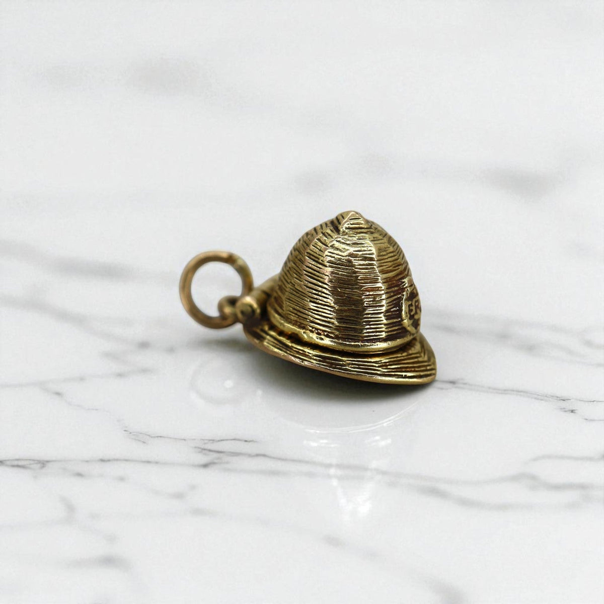 Hallmarked 9k Gold Fireman Hat Charm - Petra Star
