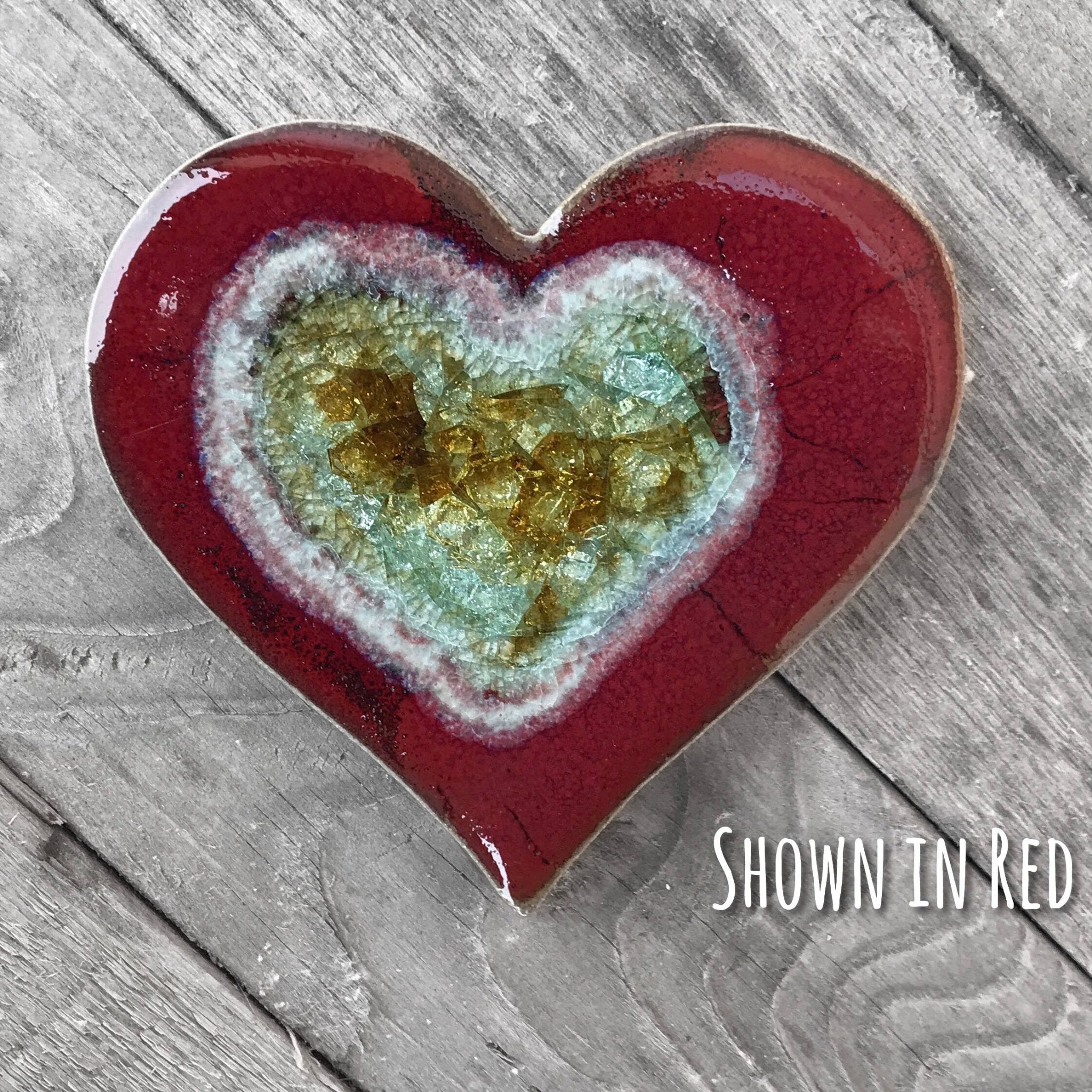 Handmade Ceramic Heart Coaster - Petra Star