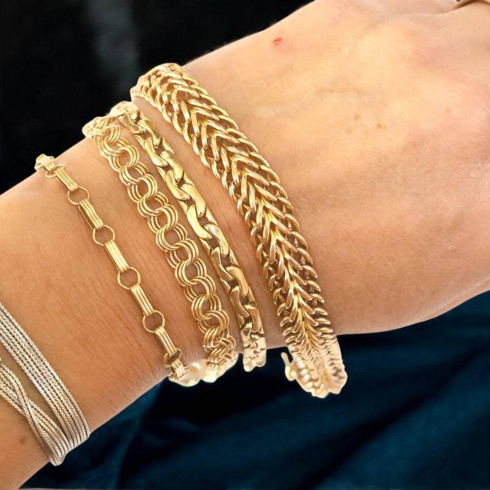 Heavy Weaved 14k Gold Bracelet 10.4 mm Wide 20.7 Grams - Petra Star