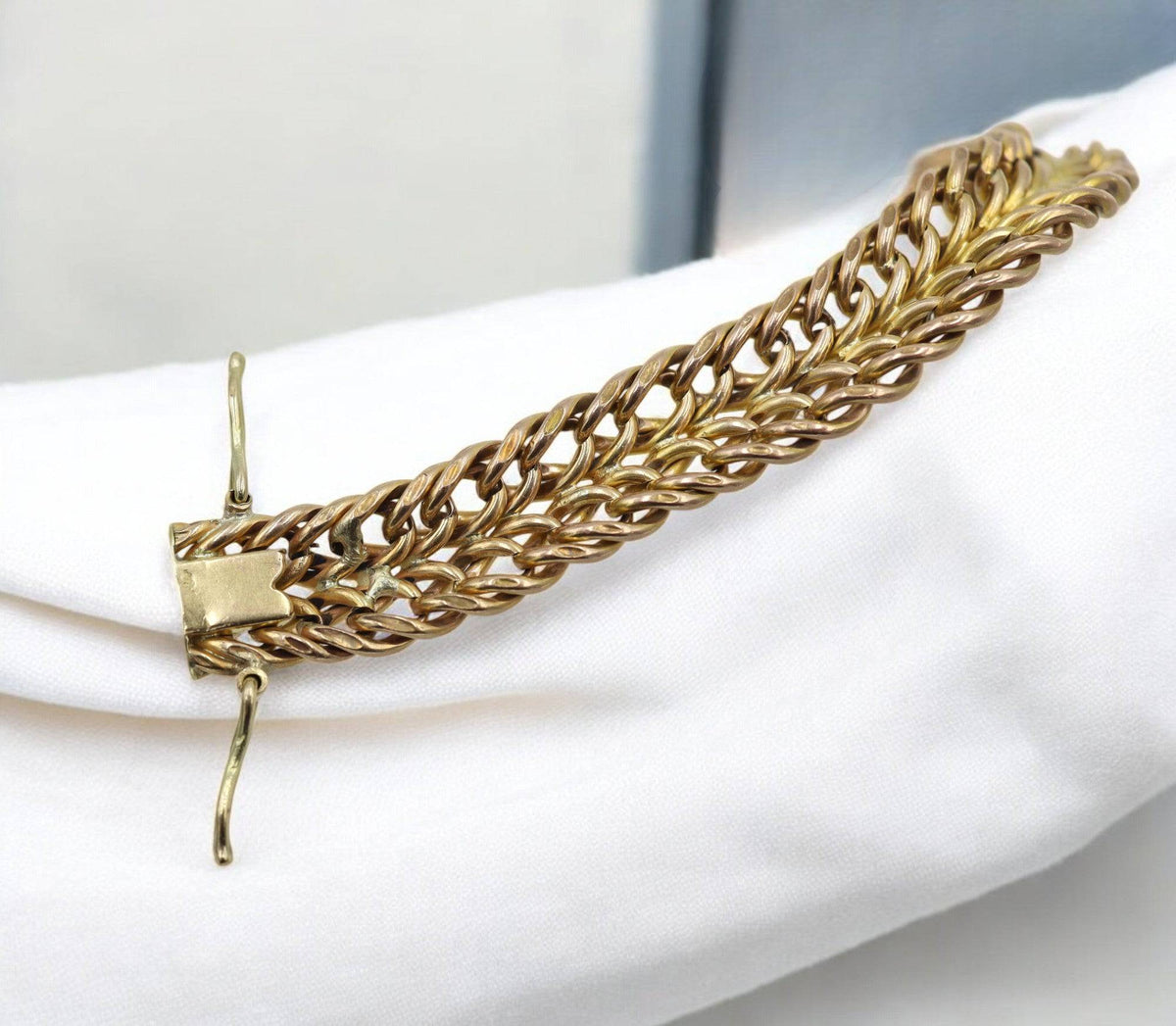 Heavy Weaved 14k Gold Bracelet 10.4 mm Wide 20.7 Grams - Petra Star