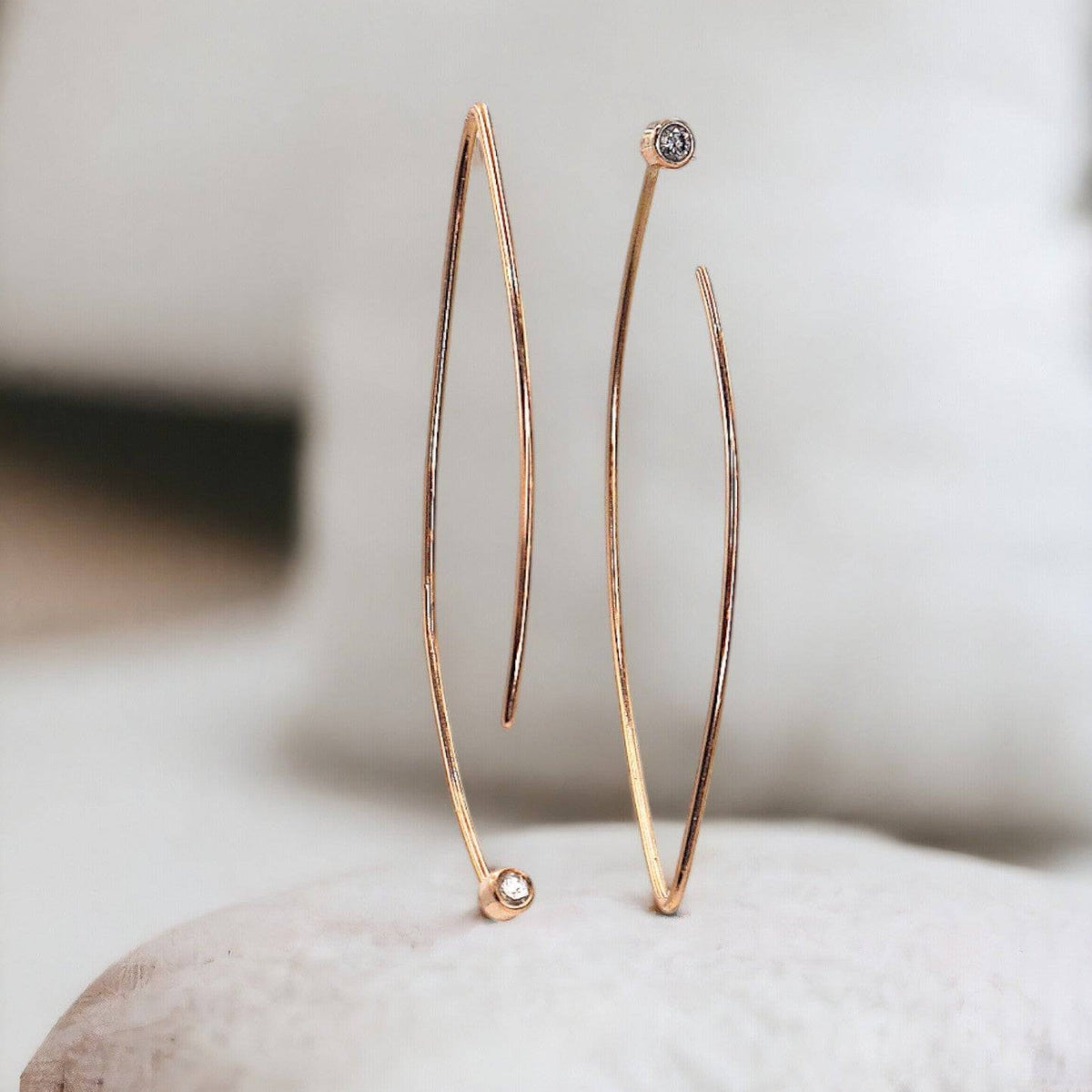 Hemi-Hoop Diamond Earrings 14k Rose Gold Petra Star Designs - Petra Star