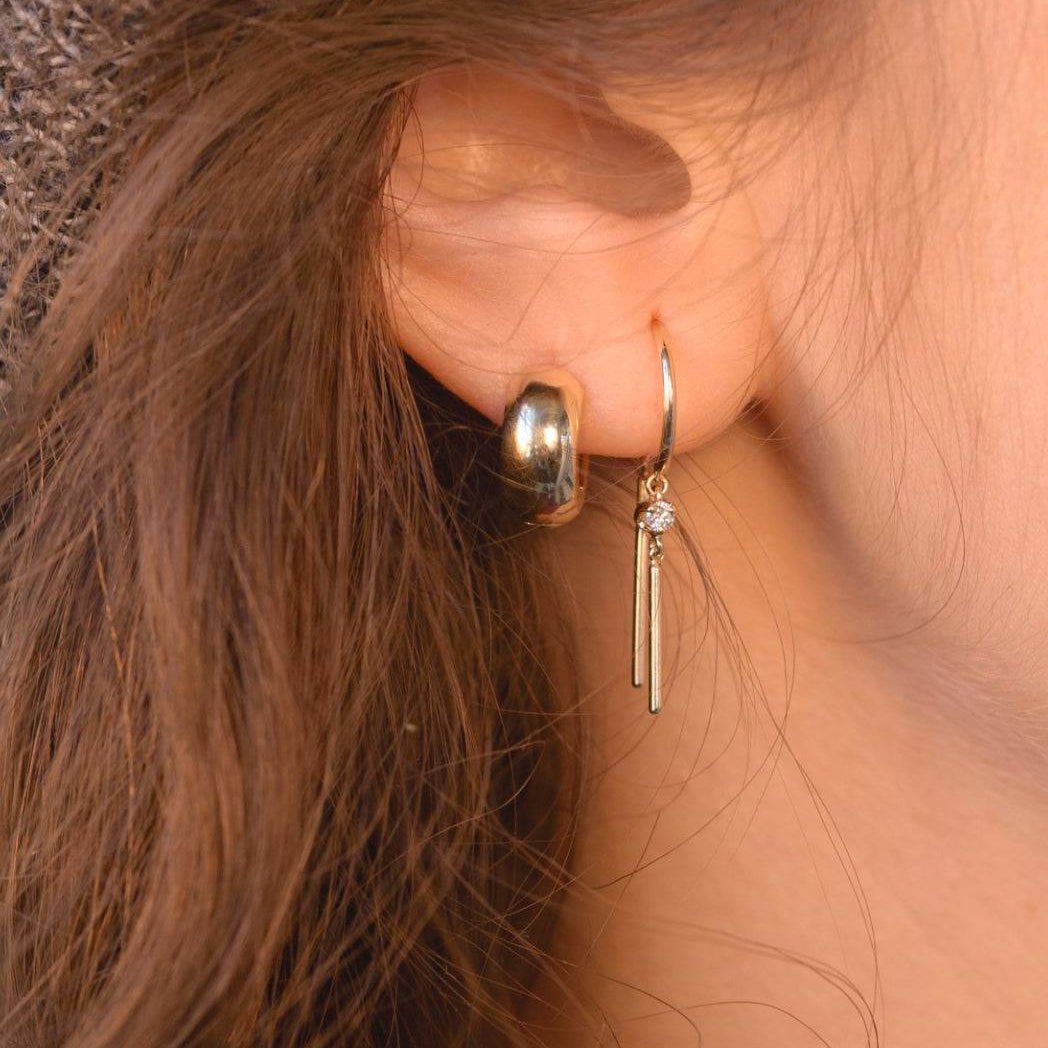 Hoop Dangle Earrings in 14k Gold - Pick Your Gemstone - Petra Star