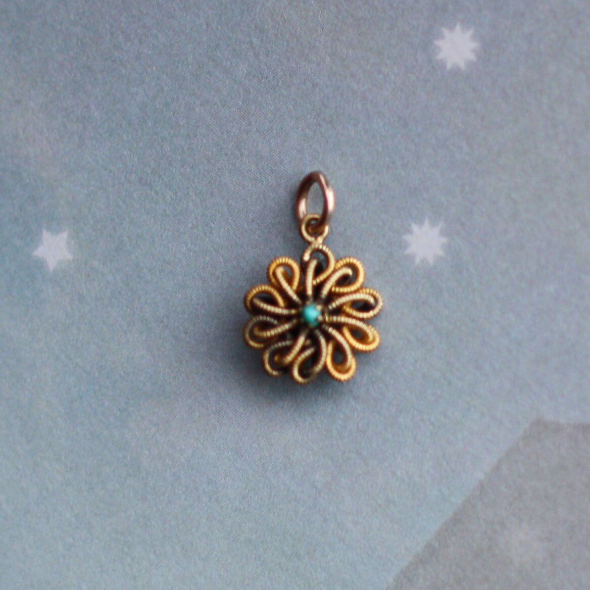 Victorian Turquoise Gold Pendant 10k Yellow Gold- DK386