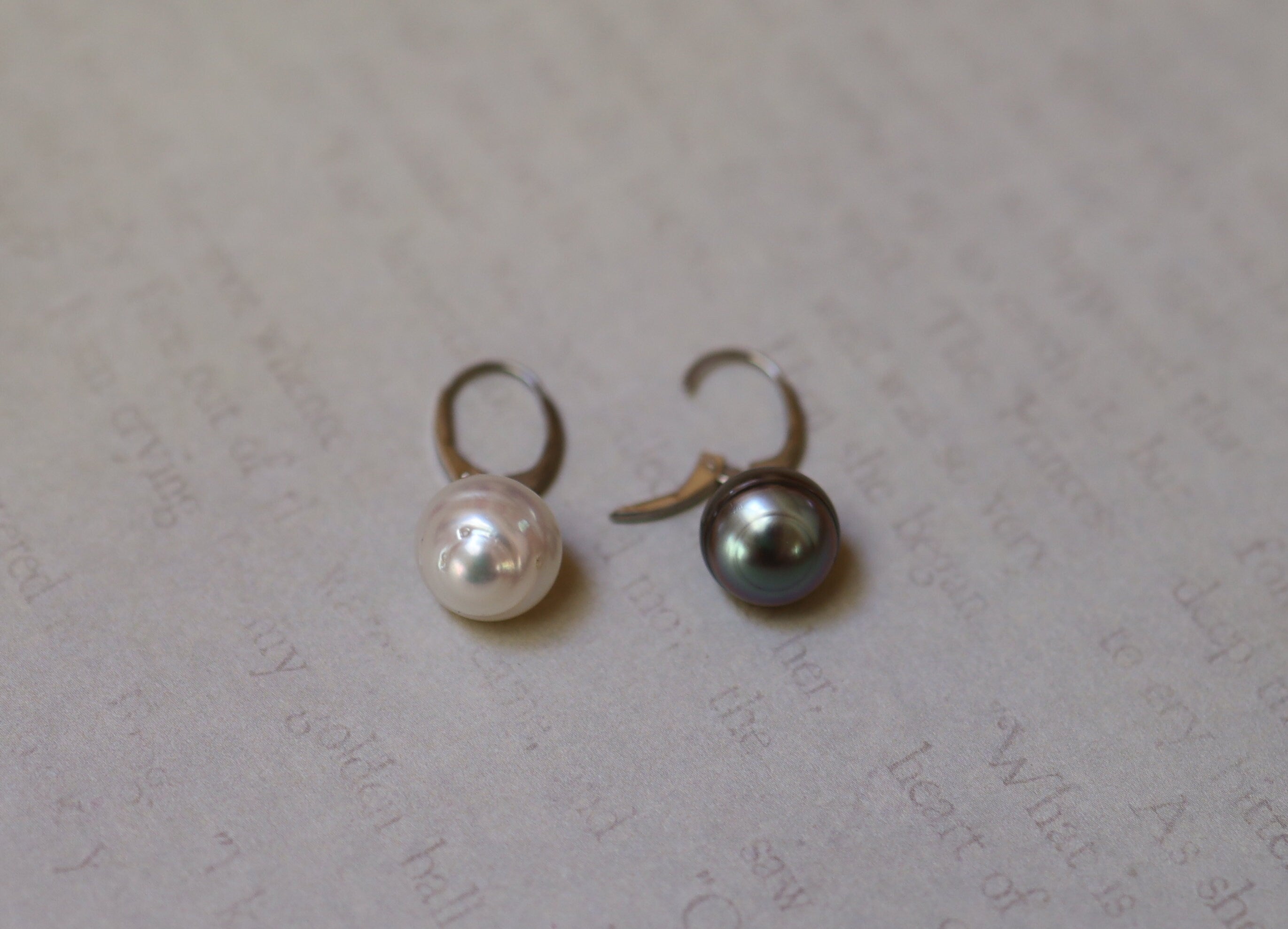 South Sea Pearl and Tahitian Pearl Drop Earrings in 14k White Gold- JL1157 - Petra Star