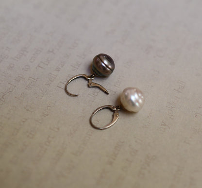 South Sea Pearl and Tahitian Pearl Drop Earrings in 14k White Gold- JL1157