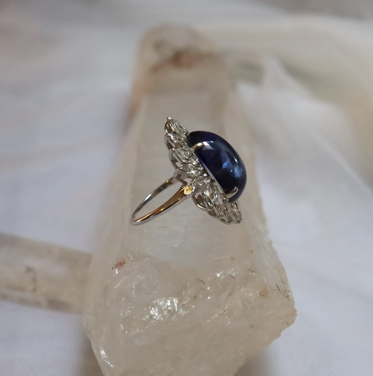 12.97 ct No Heat Ceylon Sapphire in Platinum and Diamond Ballerina Ring