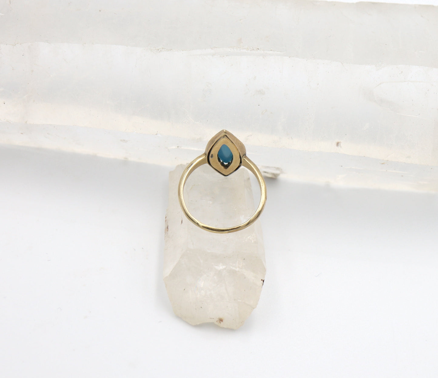 Victorian Turquoise and Pearl Navette Ring in 14k Yellow Gold - JL877