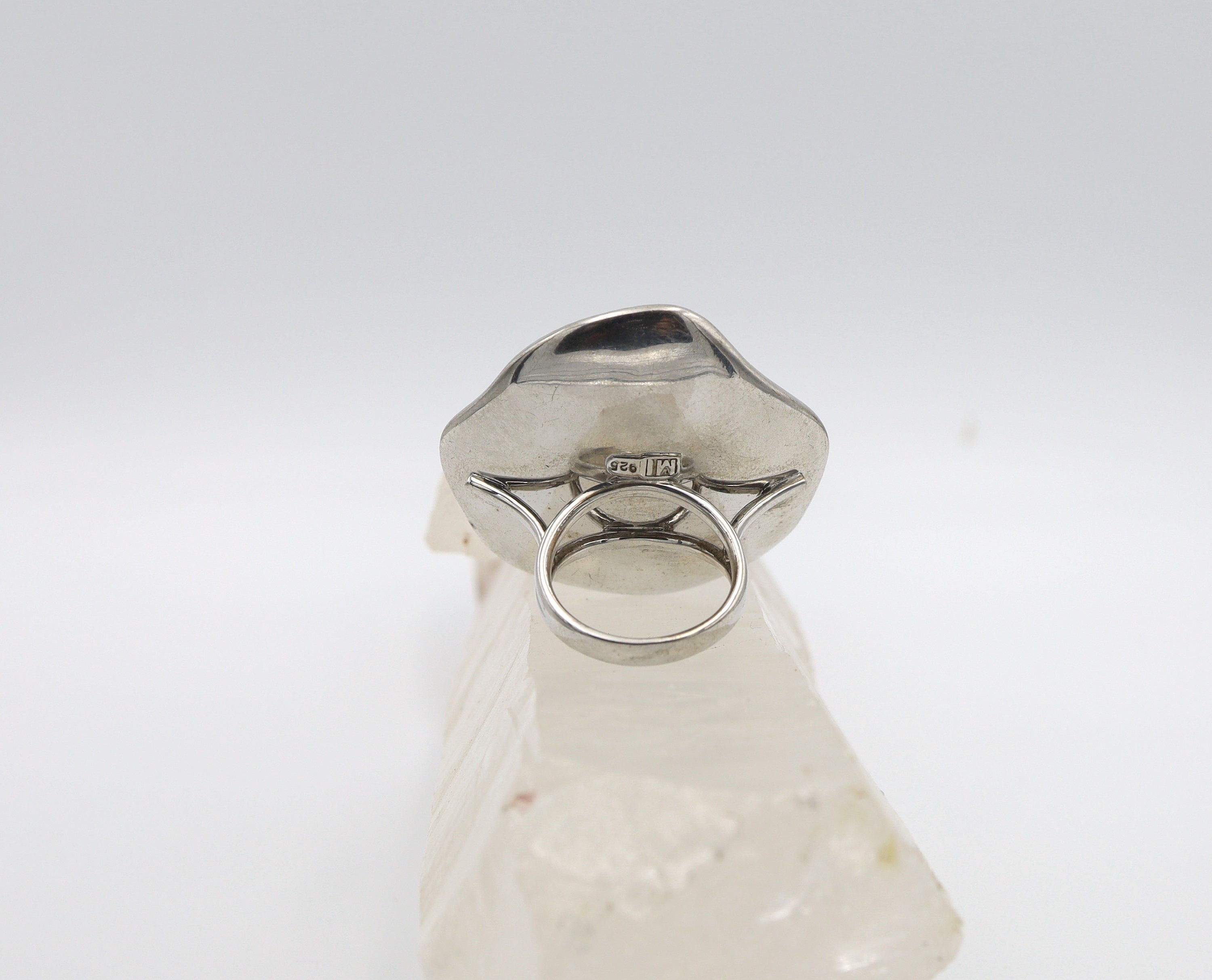 Silver Sapphire Lizard Ring by PS featuring a detailed sapphire gemstone lizard design on a sleek band