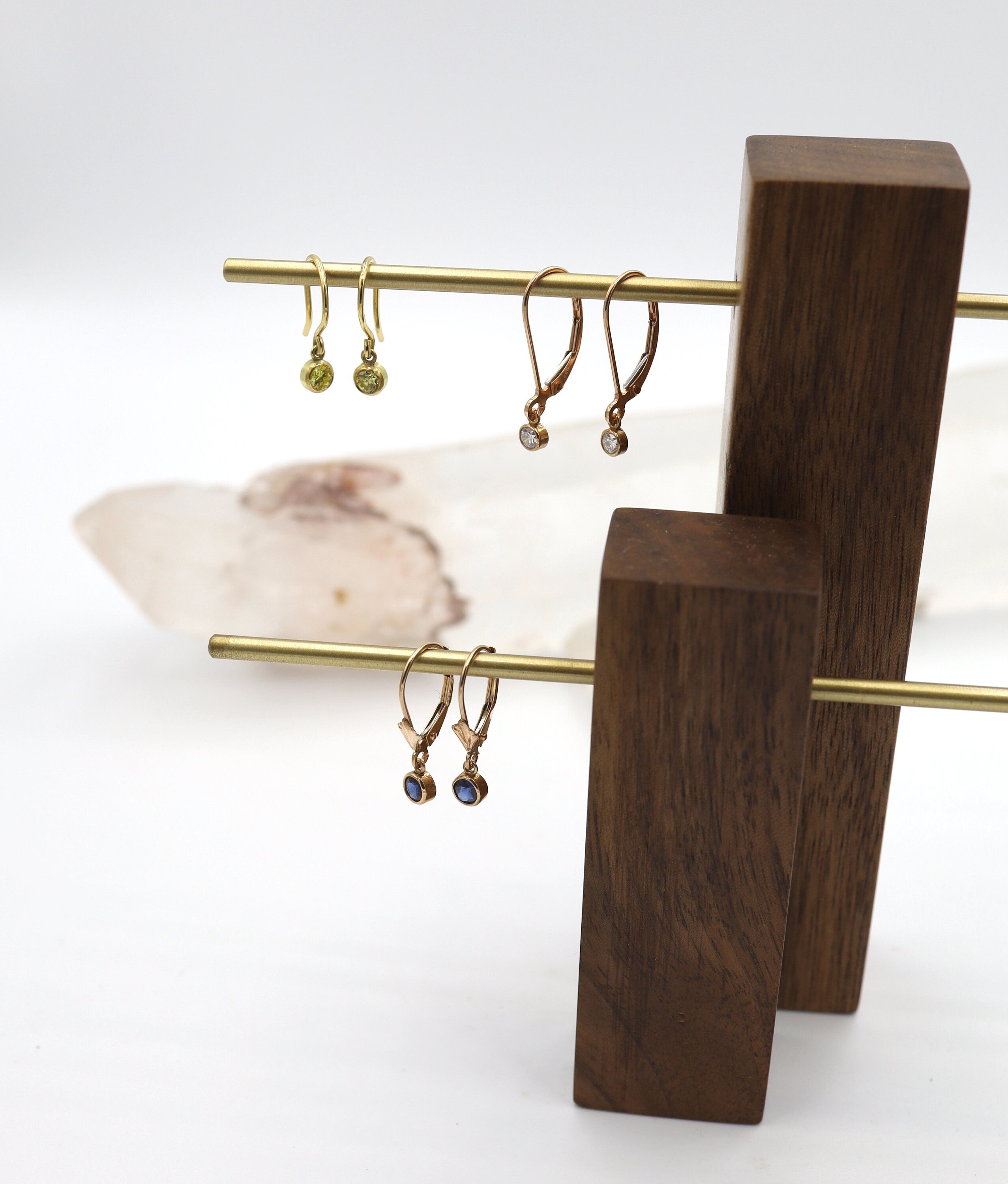 Rose gold sapphire earrings by Petra Star featuring sparkling sapphires and elegant design for sophisticated style.
