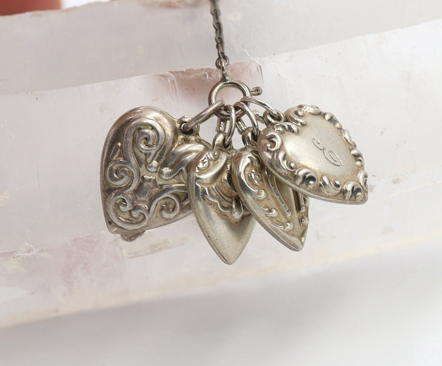 Art Nouveau Silver Puffy Hearts, Puffy Heart Locket - JL1465