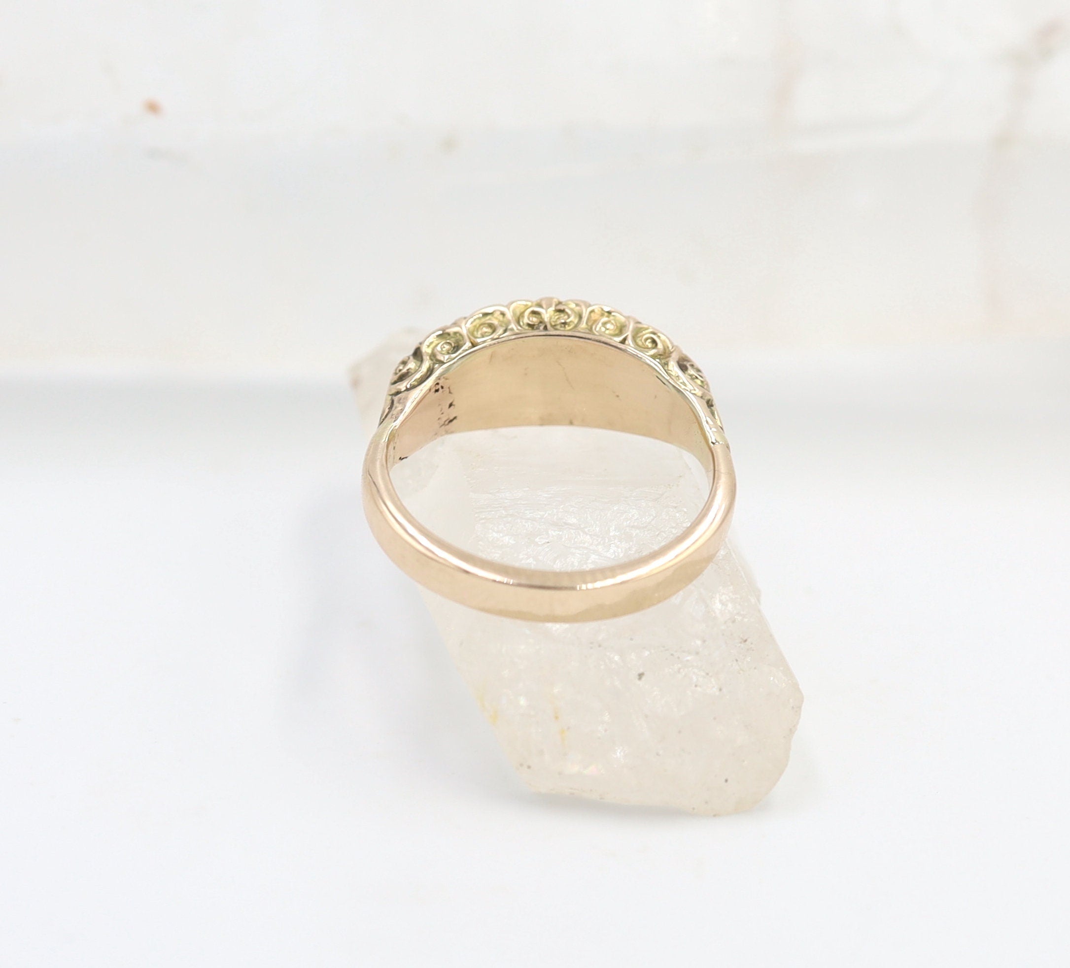 Victorian Turquoise Band in 9k Rose Gold with 14k Rose Gold Band - JL578 - Petra Star