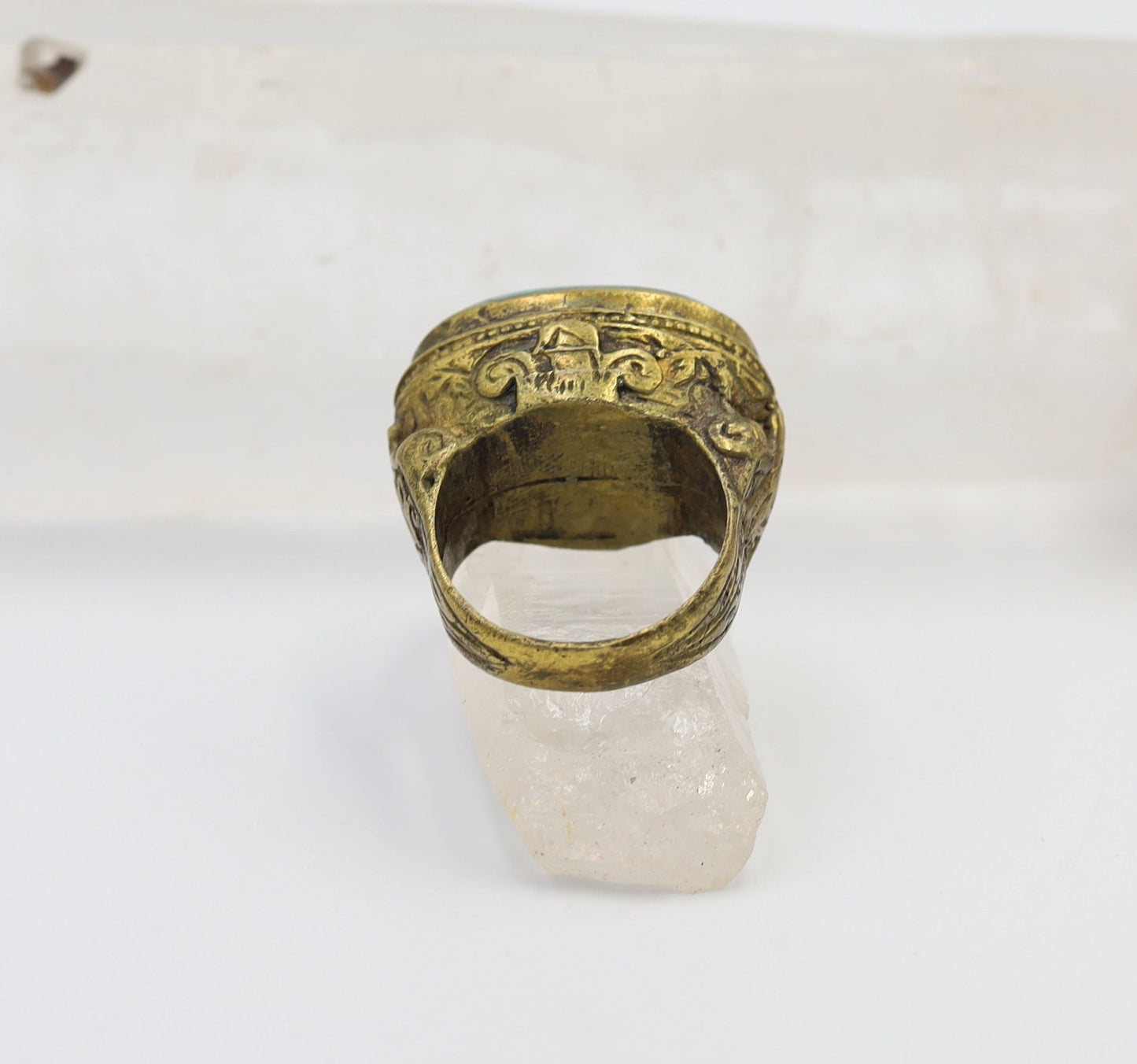 Antique Gilded Gold Turquoise Saddle Ring - JL1611 - Petra Star