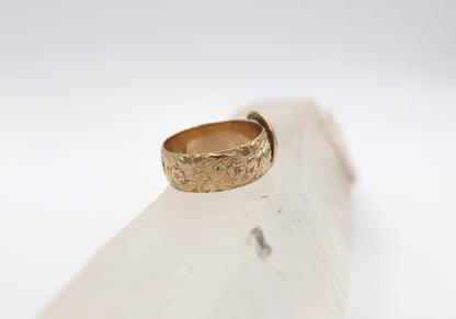 Victorian Buckle Ring Circa 1856 / 9k Pink Gold English Hallmarked Buckle Band Finger Size 6.75 - JL1605