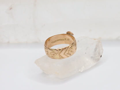 Victorian Buckle Ring Circa 1856 / 9k Pink Gold English Hallmarked Buckle Band Finger Size 6.75 - JL1605