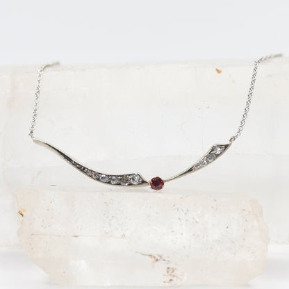 Georgian Diamond & Spinel Necklace / Mother Daughter Necklace - DK23B