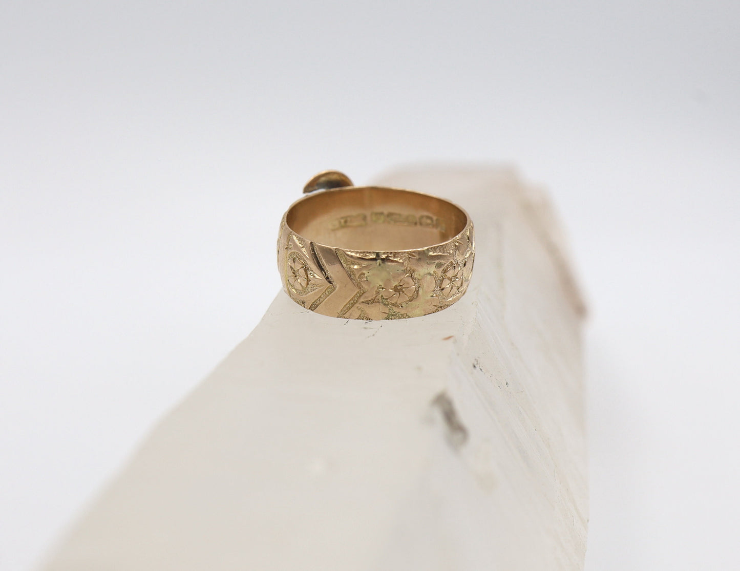 Victorian Buckle Ring Circa 1856 / 9k Pink Gold English Hallmarked Buckle Band Finger Size 6.75 - JL1605