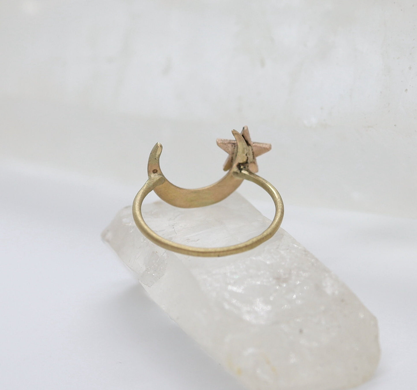 Victorian Crescent Moon and Star Conversion Ring in 14k Gold -JL853