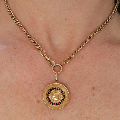 Vintage Roulette Wheel Charm / Pendant in 18k Yellow Gold - DK467