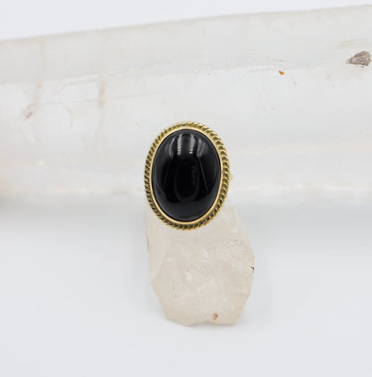 Vintage Onyx Ring in 14k Gold / Mid Century Ring / Cocktail Onyx Ring - JL1651