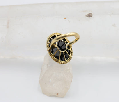 Vintage Onyx Ring in 14k Gold / Mid Century Ring / Cocktail Onyx Ring - JL1651