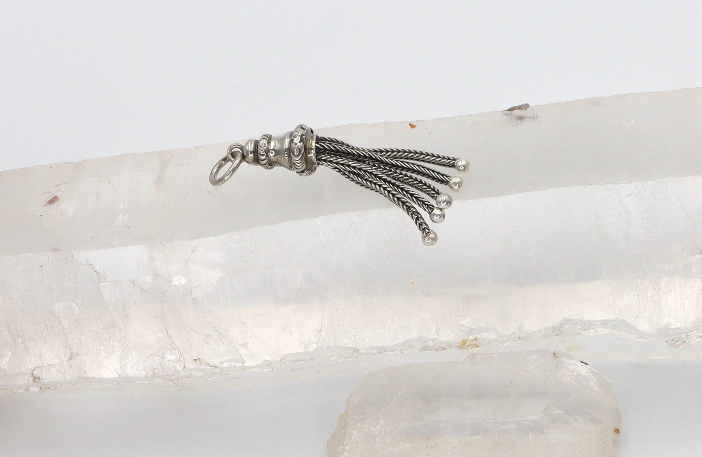 Victorian Silver Tassel Pendant / Victorian Fob Pendant / Art Nouveau Silver Chain / Antique Lariat Y Chain  - JL1382 - Petra Star