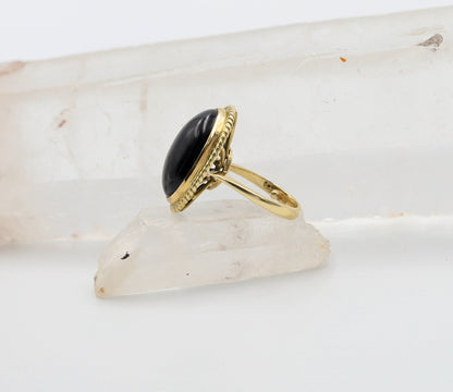 Vintage Onyx Ring in 14k Gold / Mid Century Ring / Cocktail Onyx Ring - JL1651