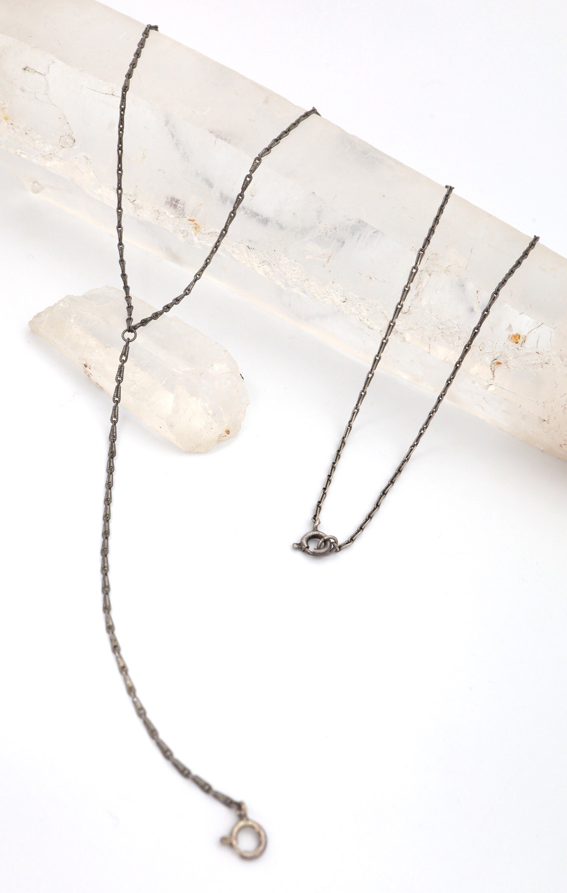 Victorian Silver Tassel Pendant / Victorian Fob Pendant / Art Nouveau Silver Chain / Antique Lariat Y Chain  - JL1382 - Petra Star