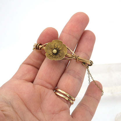 Victorian Bangle Bracelet Gold Filled Flower Bangle Bracelet Childs Size - JL1337