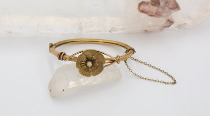 Victorian Bangle Bracelet Gold Filled Flower Bangle Bracelet Childs Size - JL1337