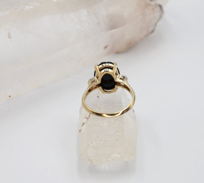 Mid Century Solitaire Onyx Ring 14k Gold - DK562