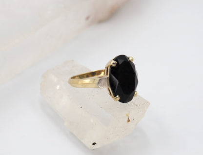 Mid Century Solitaire Onyx Ring 14k Gold - DK562