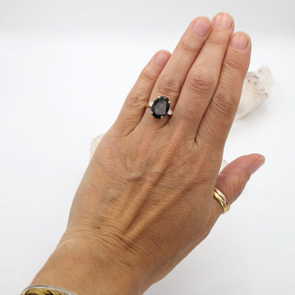 Mid Century Solitaire Onyx Ring 14k Gold - DK562