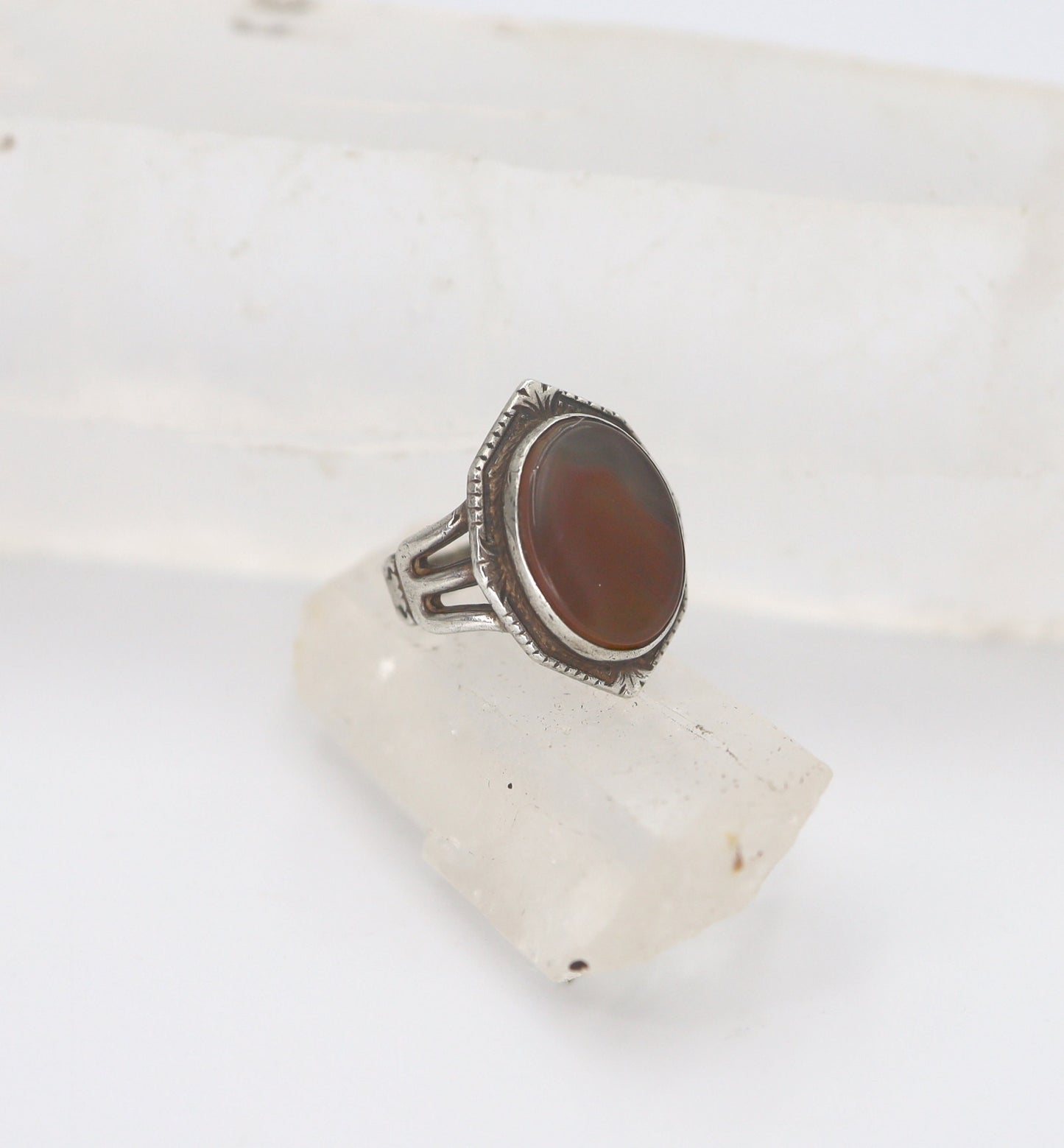 Antique Silver Agate Ring Clarke & Coombs Agate Ring - JL1471