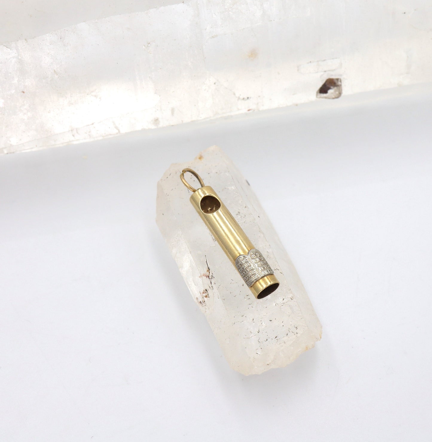 Vintage Mezuzah Charm with Torah Written Scriptures 14k Gold - DK615