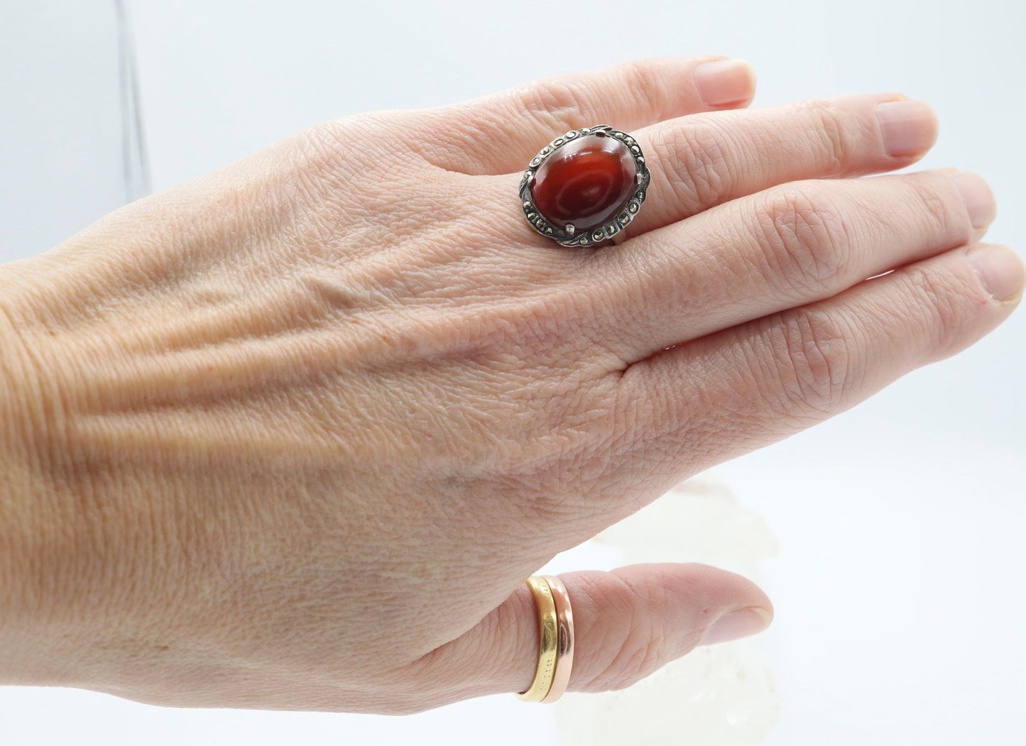 Art Deco Carnelian Ring in Silver - JL1704