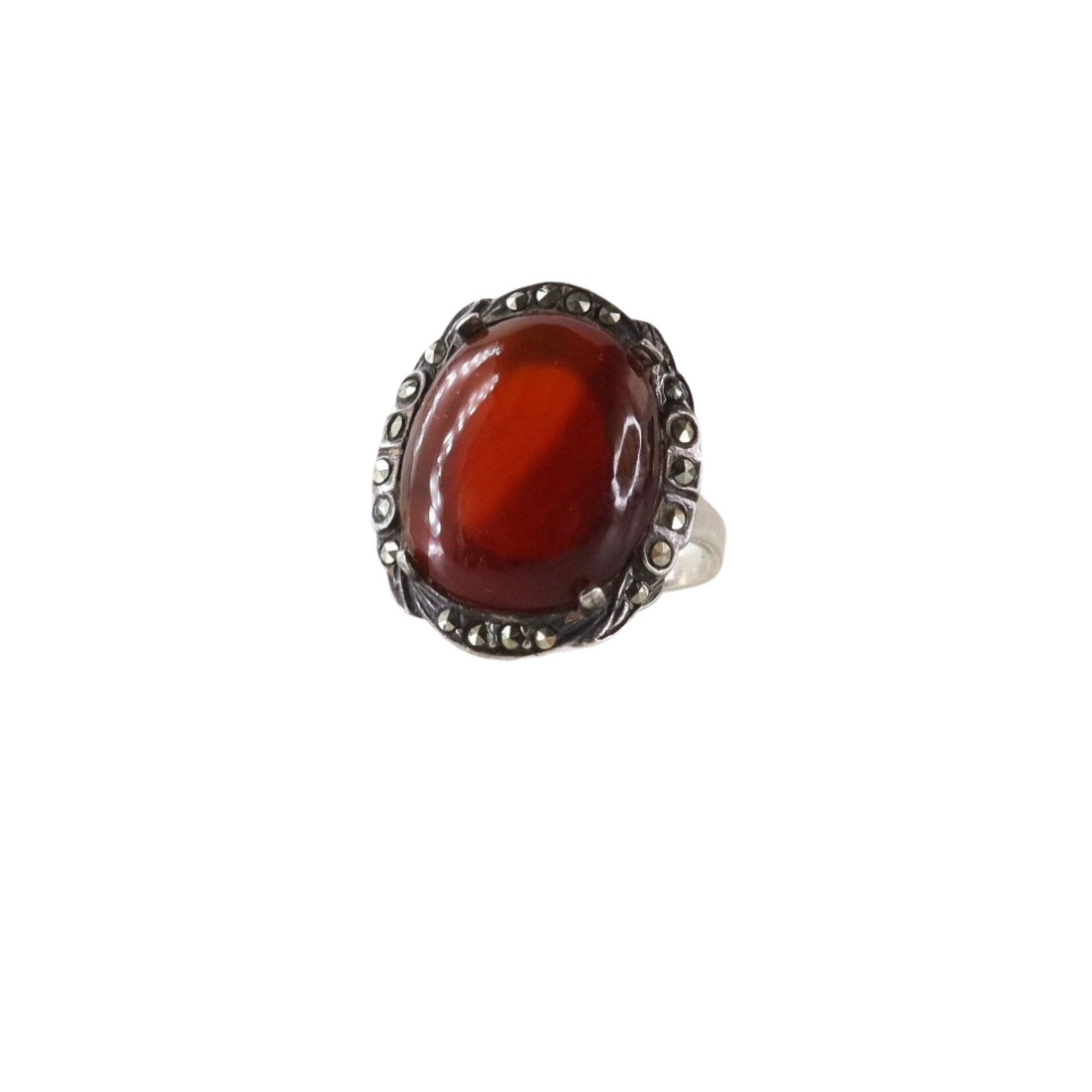 Art Deco Carnelian Ring in Silver - JL1704