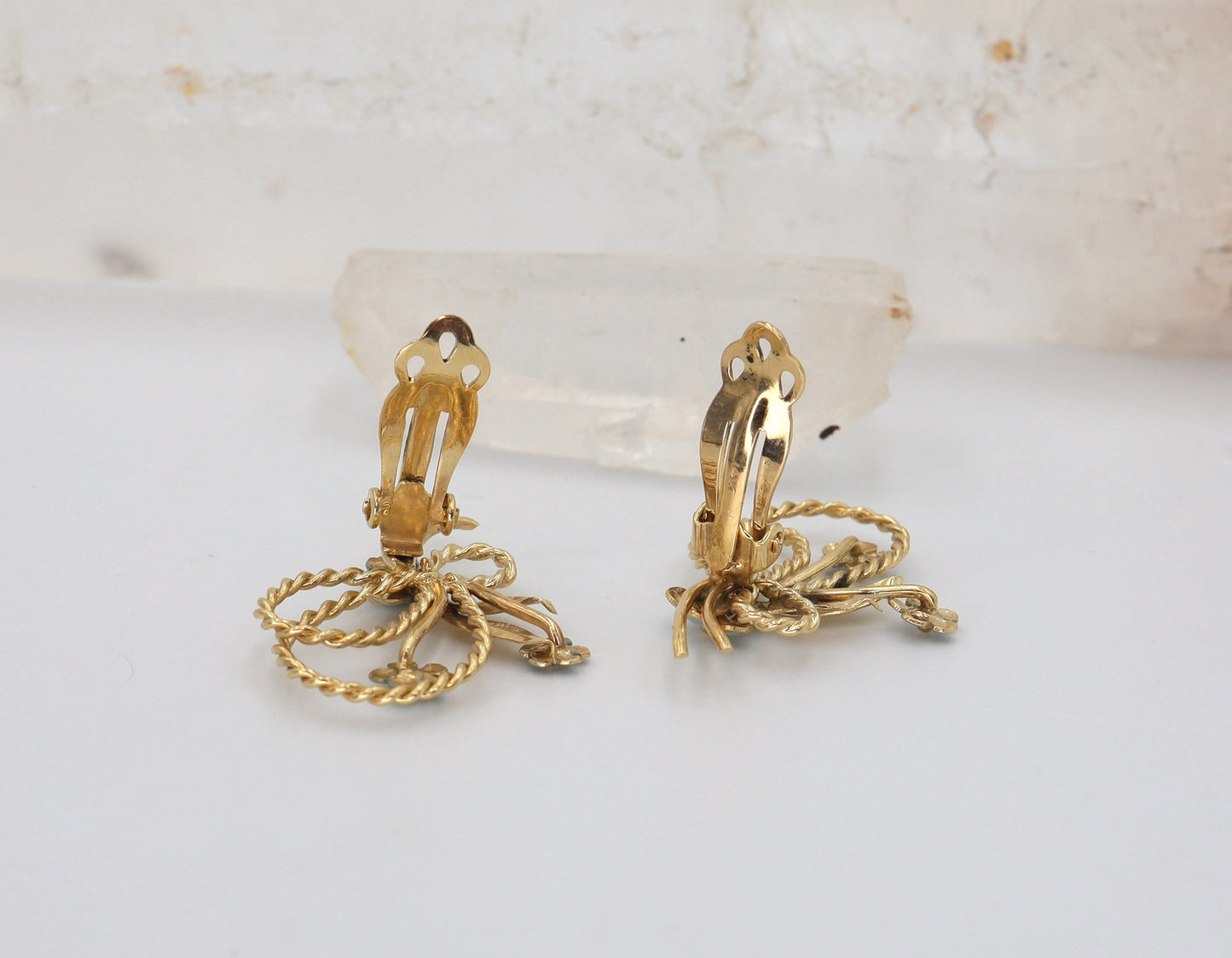 Vintage Forget Me Not Earrings Clip Ons in 14k Gold - DK628