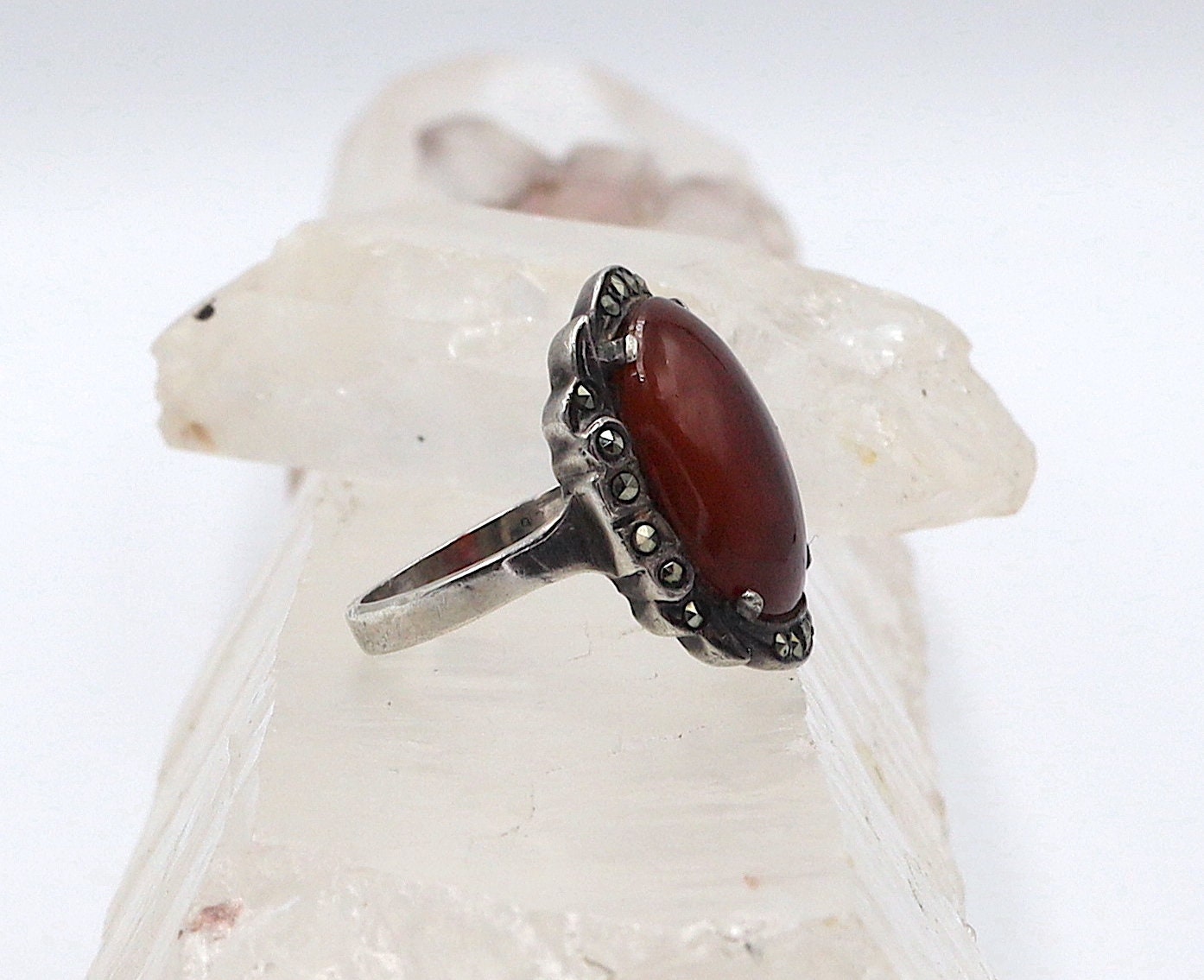 Art Deco Carnelian Ring in Silver - JL1704 - Petra Star