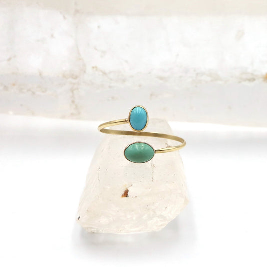 Victorian Turquoise Toi et Moi Ring in 9k Gold -  JL1374