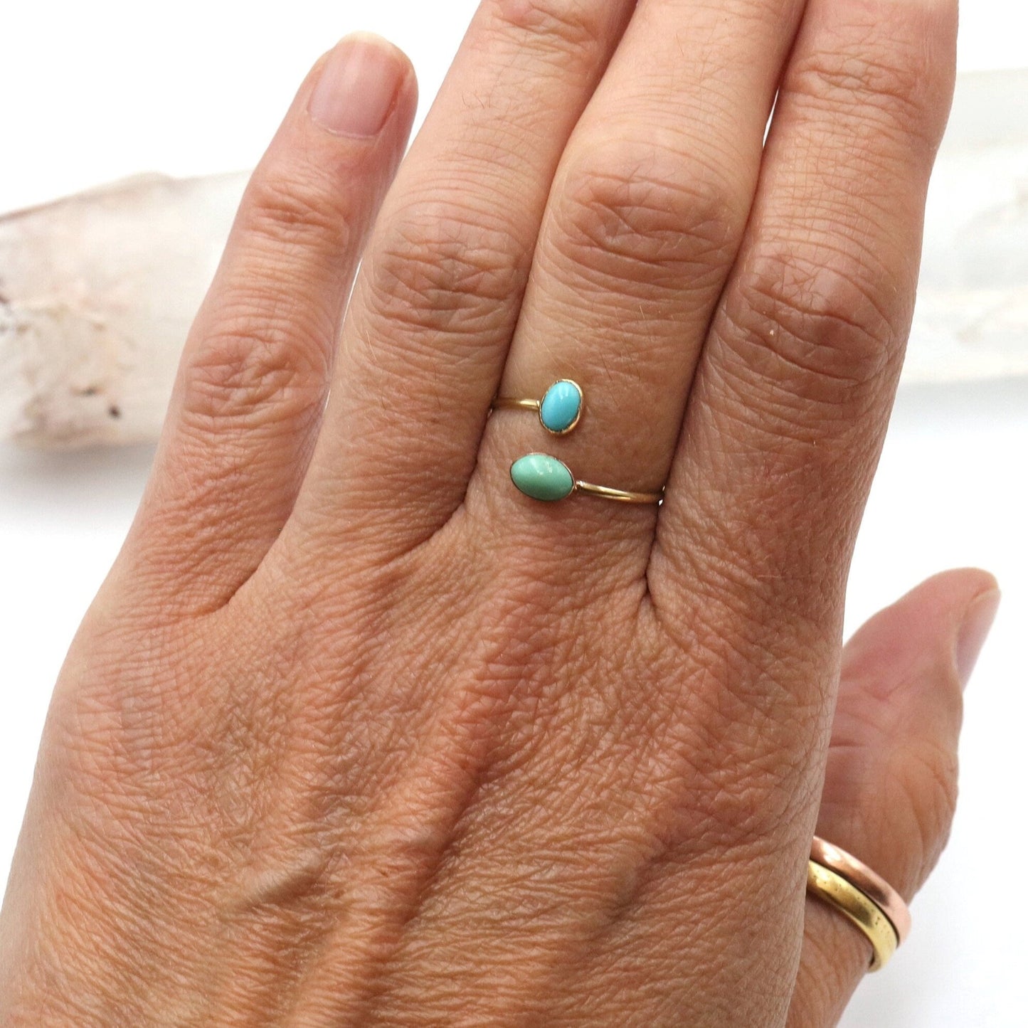 Victorian Turquoise Toi et Moi Ring in 9k Gold -  JL1374