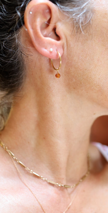 Citrine Hoop Earrings with Removable Charms