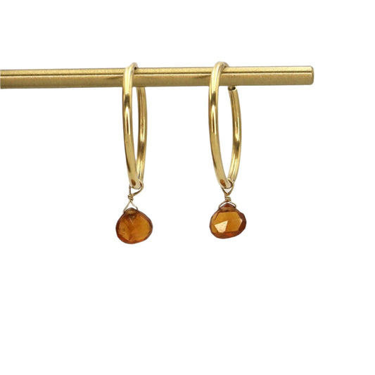 Citrine Hoop Earrings with Removable Charms