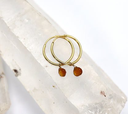 Citrine Hoop Earrings with Removable Charms