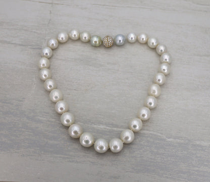 Incredible South Sea Strand 15-13MM with Diamond Clasp