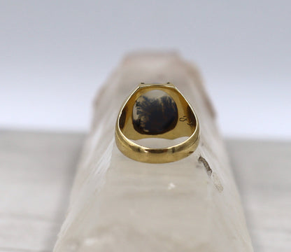 Retro Dendritic Agate Ring in 14k Yellow Gold - DK561