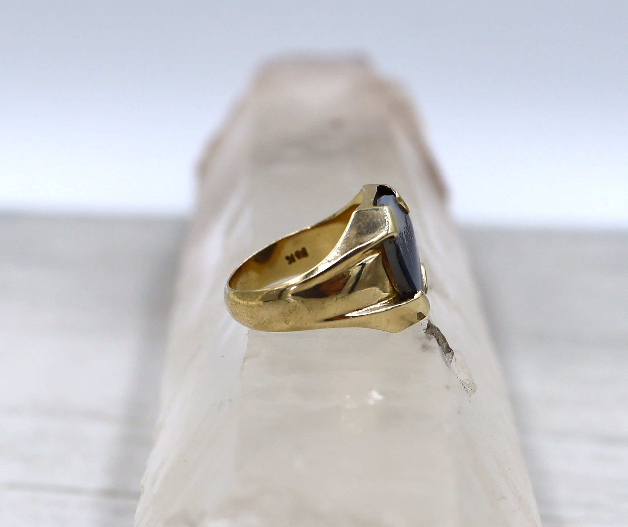 Retro Dendritic Agate Ring in 14k Yellow Gold - DK561 - Petra Star