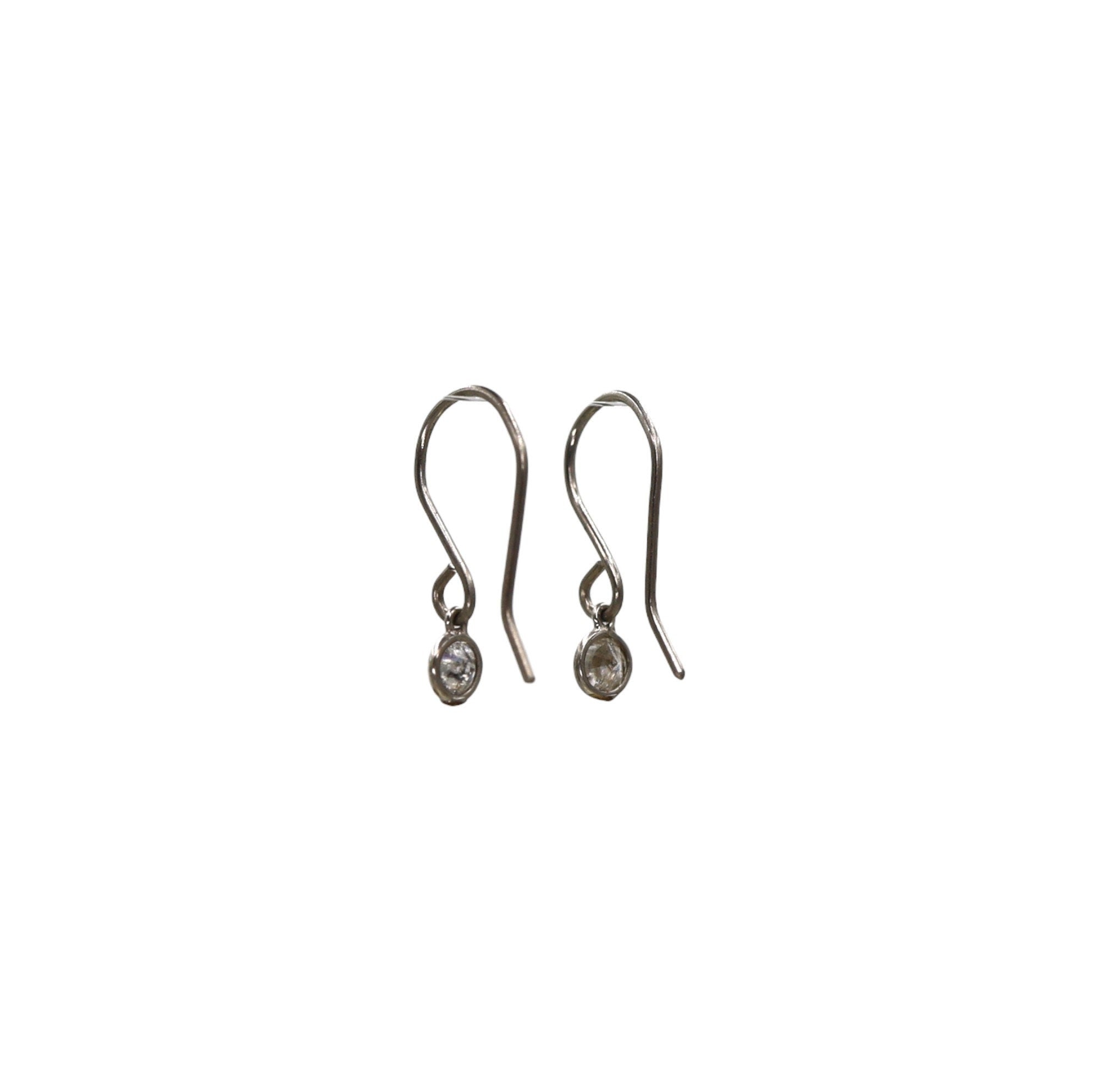 Platinum Diamond Drop Earrings in Hand Fabricated Bezels 2 = 0.23 cts Round Diamonds - JL1052C - Petra Star
