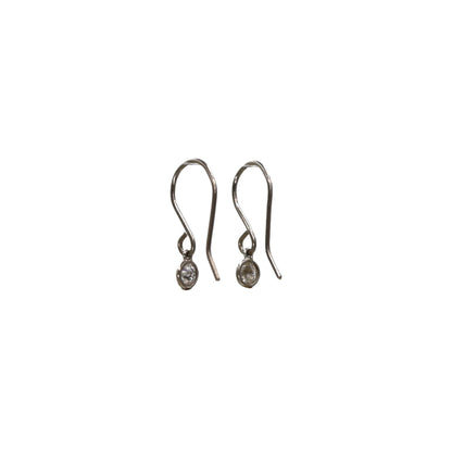 Platinum Diamond Drop Earrings in Hand Fabricated Bezels 2 = 0.23 cts Round Diamonds - JL1052C