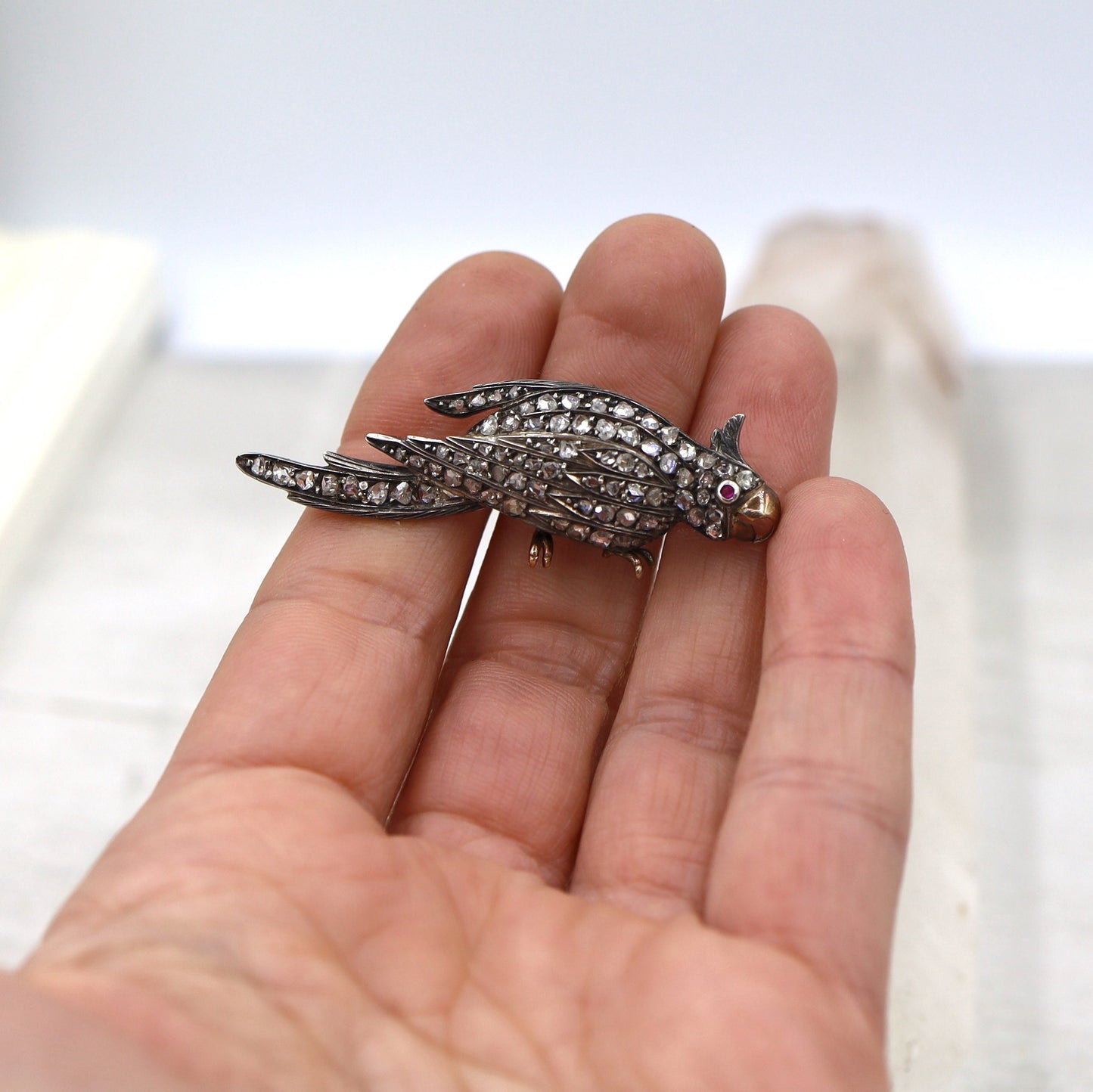 Victorian Diamond Bird Brooch - DK649