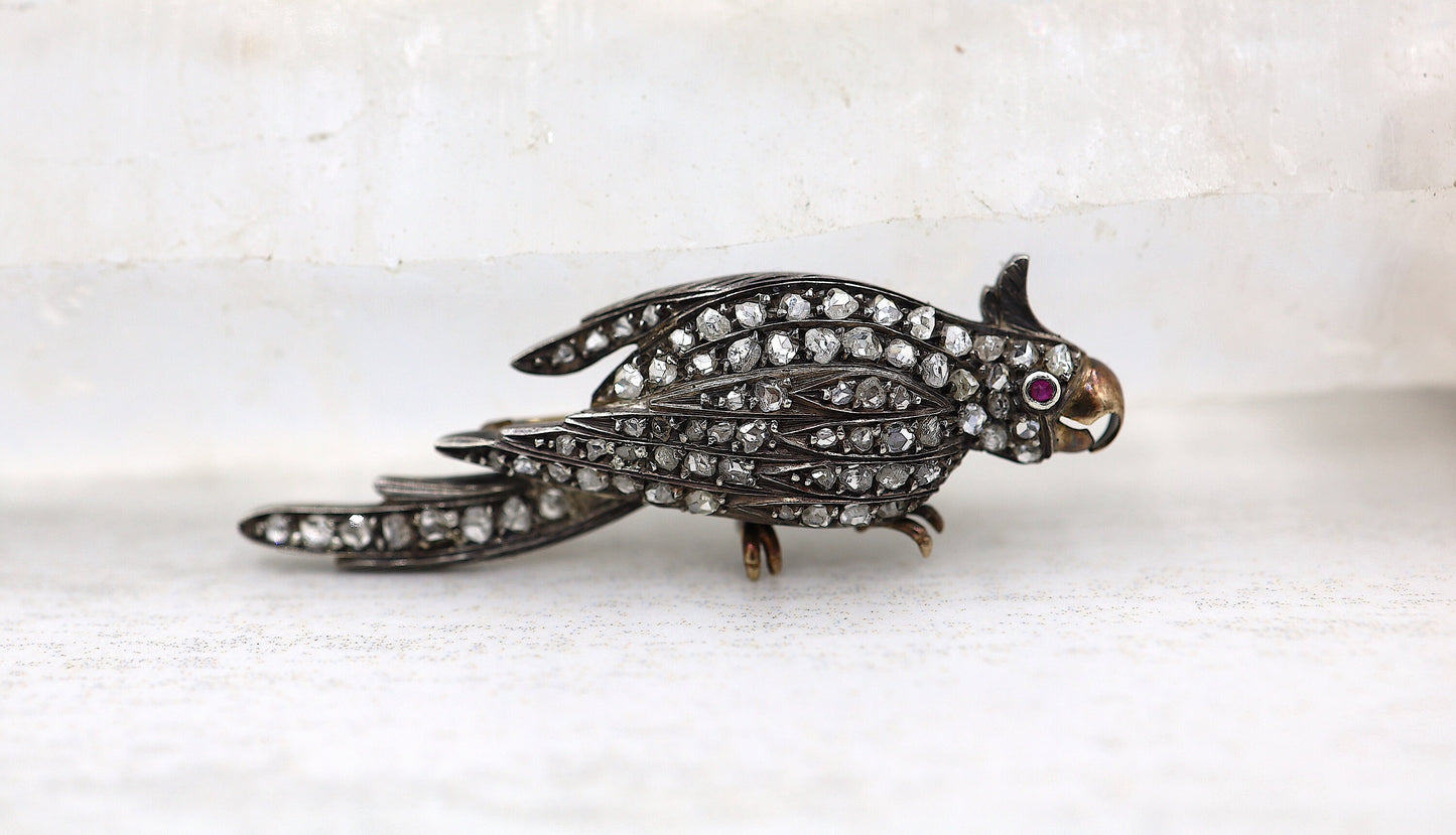 Victorian Diamond Bird Brooch - DK649